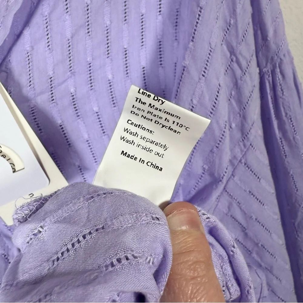NWT Commense Women’s Laid Back Eyelet Oversized Shirt and Shorts Lilac M